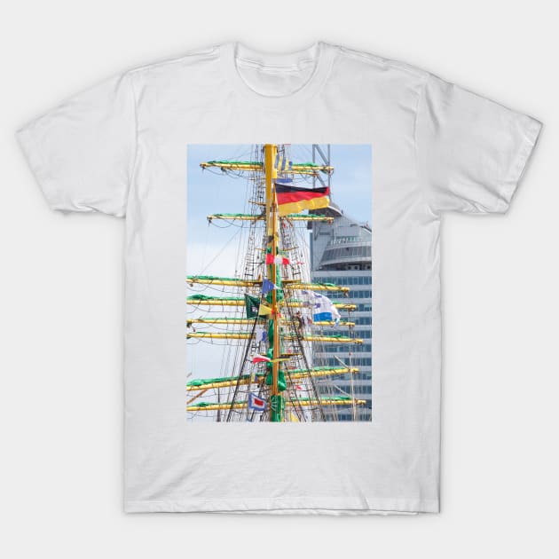 Bremerhaven; City; New port; Ship mast T-Shirt by Kruegerfoto